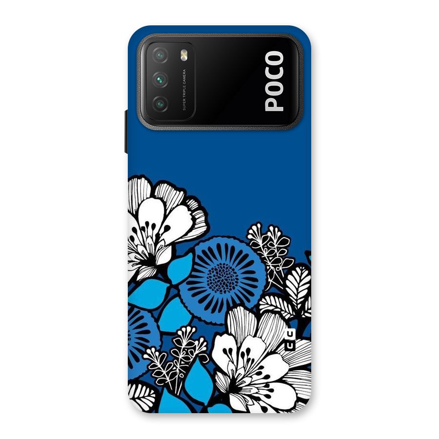 Blue White Flowers Back Case for Poco M3