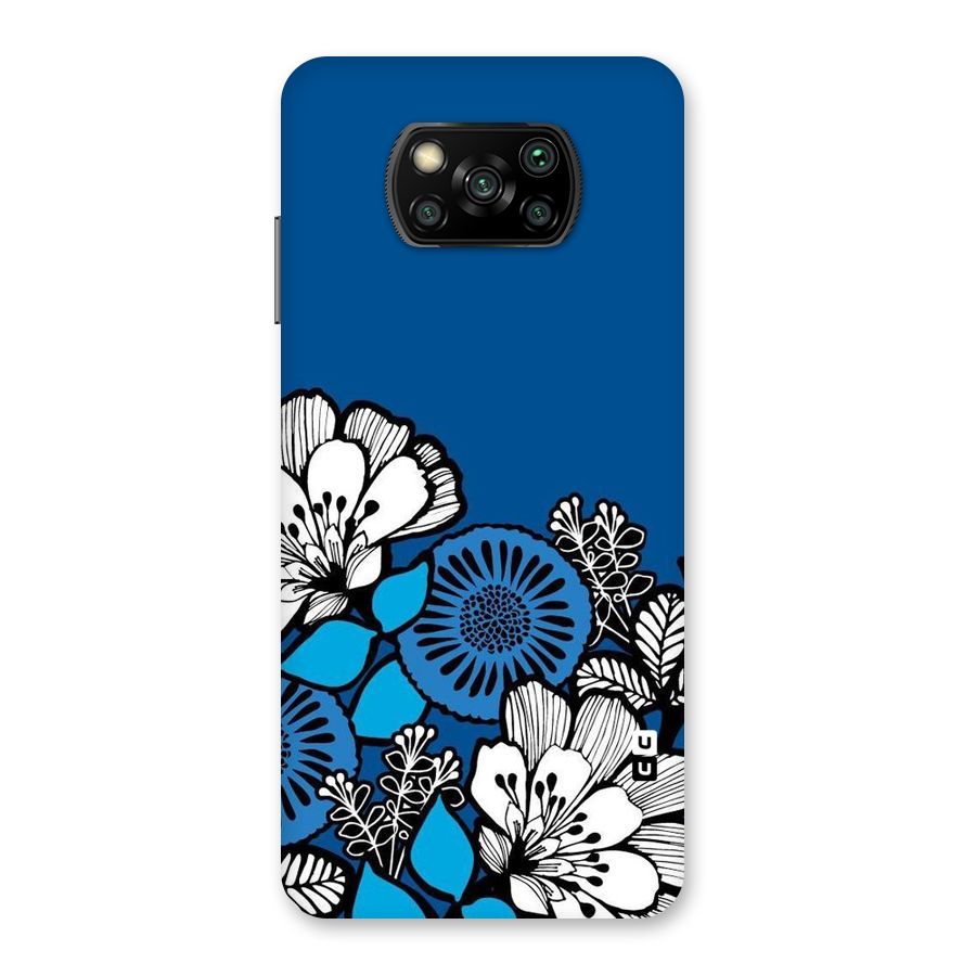 Blue White Flowers Back Case for Poco X3