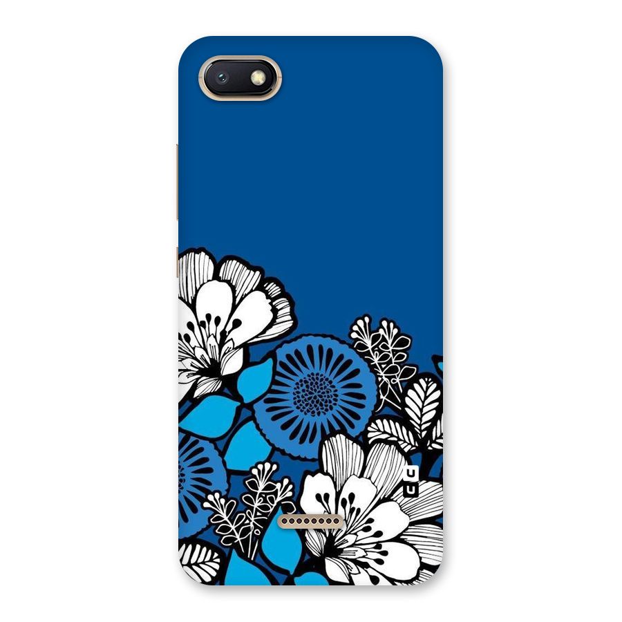 Blue White Flowers Back Case for Redmi 6A