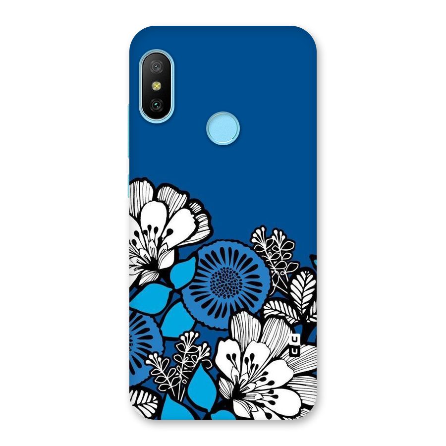 Blue White Flowers Back Case for Redmi 6 Pro