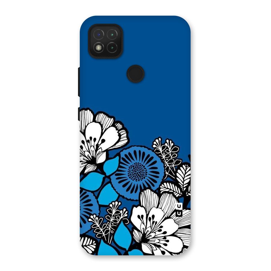 Blue White Flowers Back Case for Redmi 9