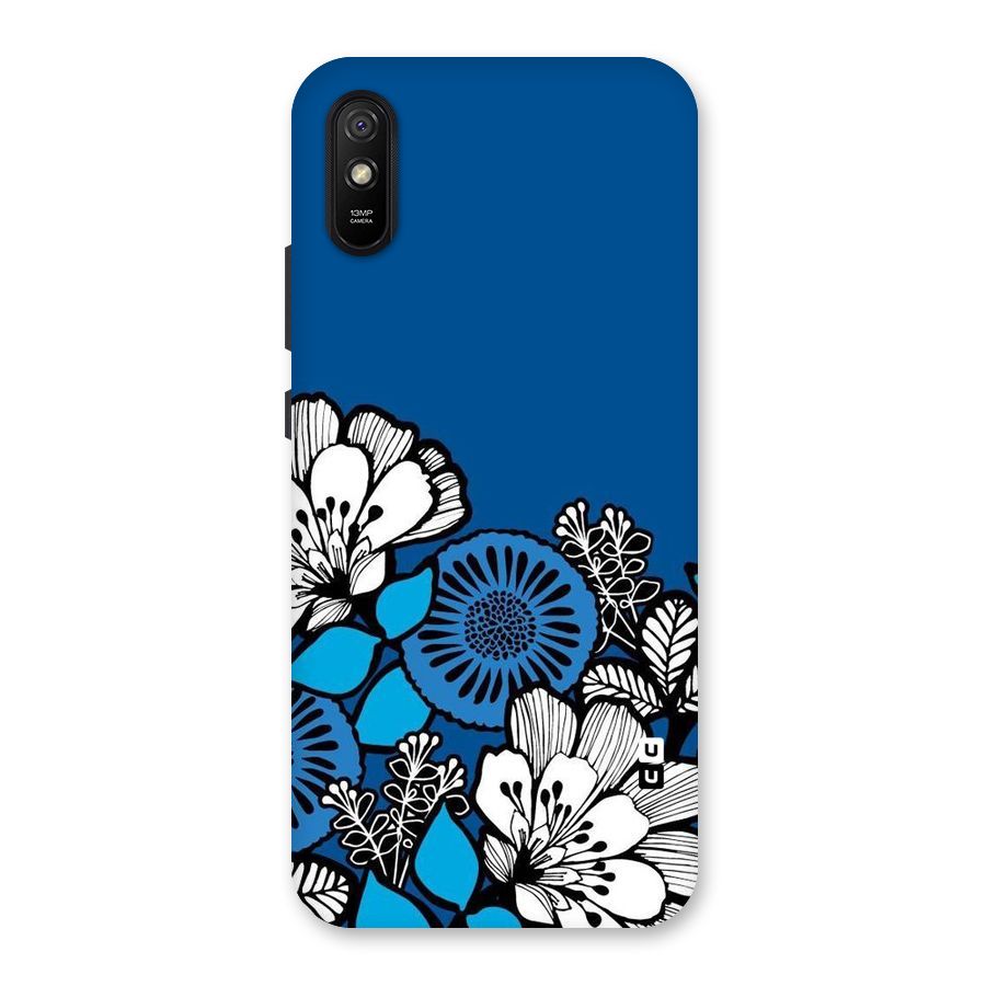 Blue White Flowers Back Case for Redmi 9A