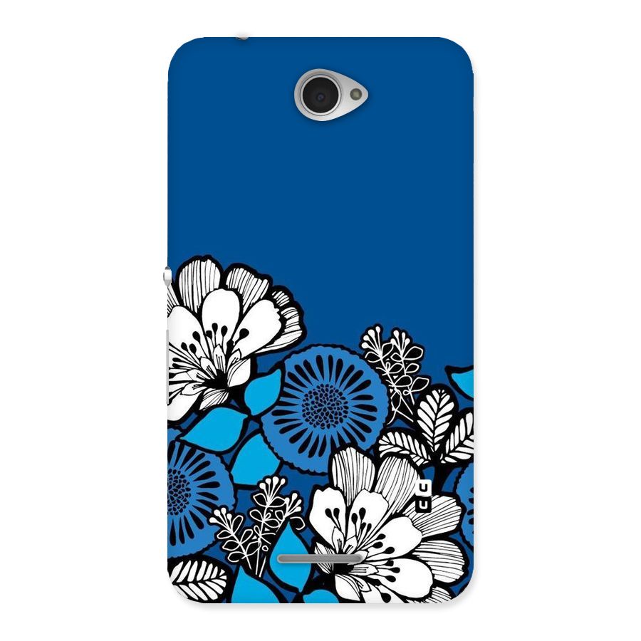 Blue White Flowers Back Case for Sony Xperia E4
