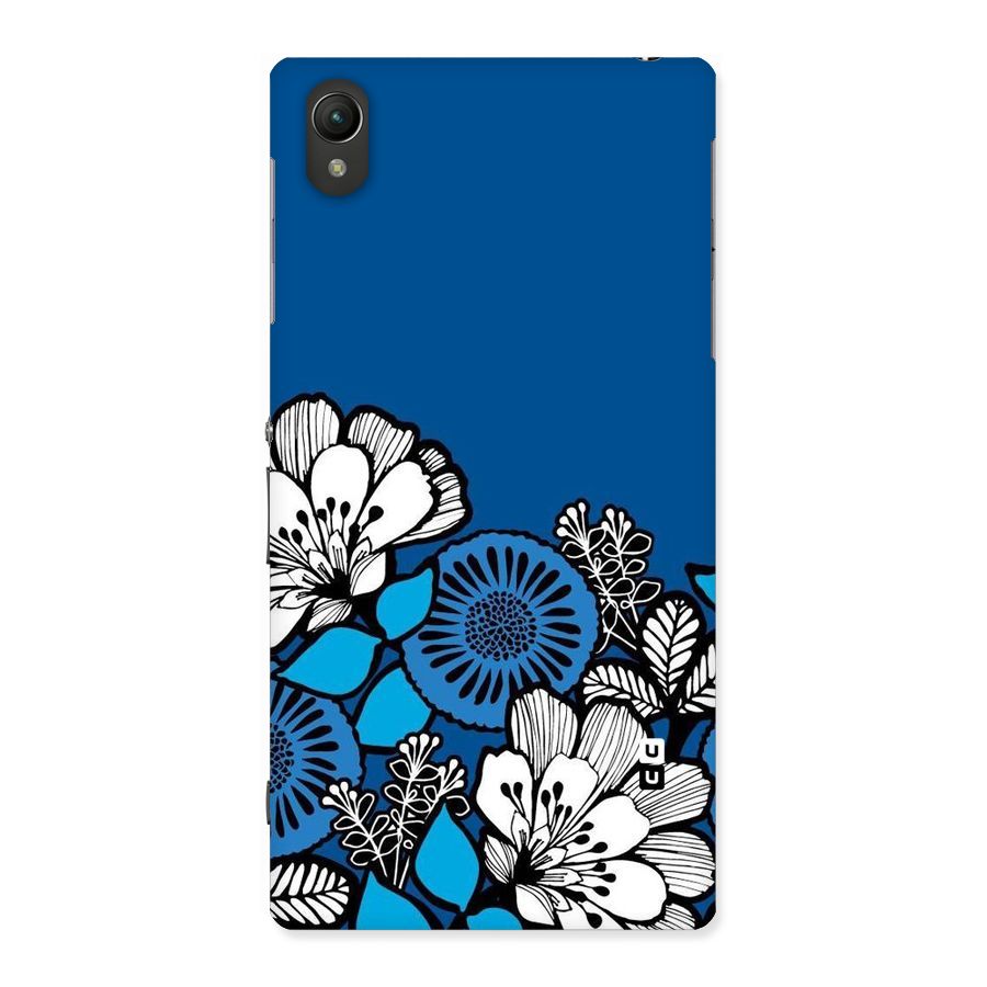 Blue White Flowers Back Case for Sony Xperia Z1