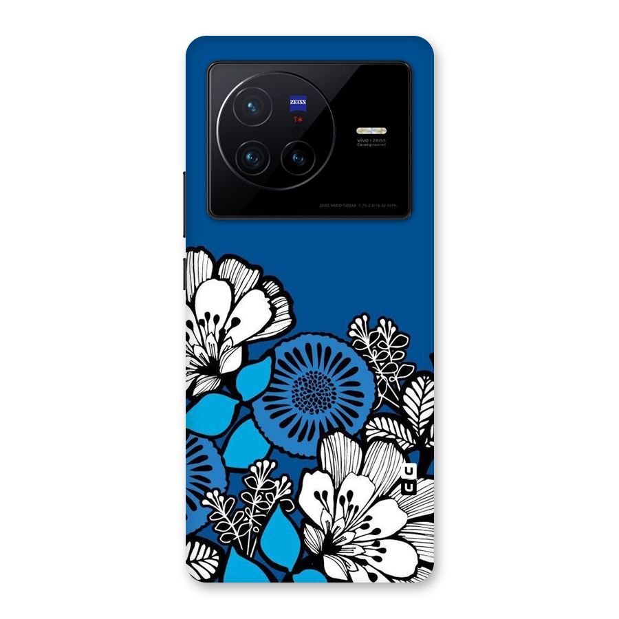 Blue White Flowers Back Case for Vivo X80