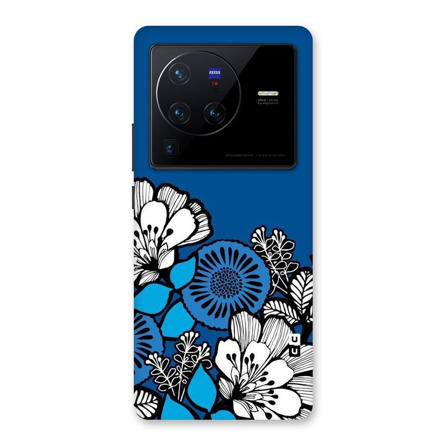 Blue White Flowers Back Case for Vivo X80 Pro
