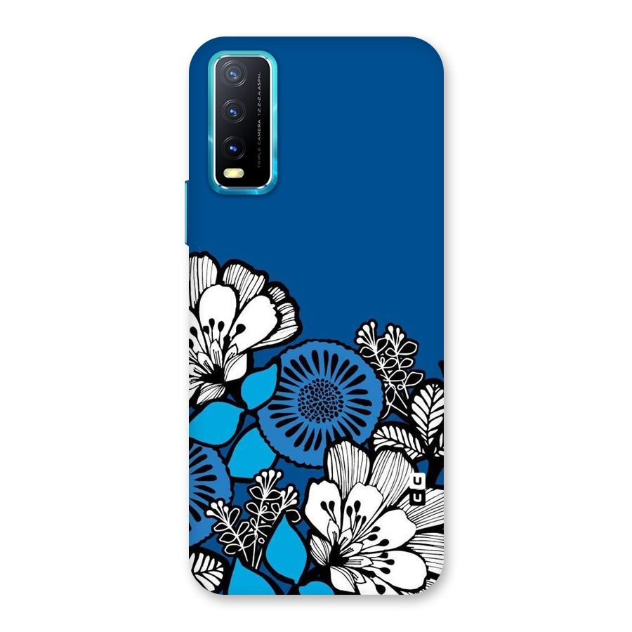 Blue White Flowers Back Case for Vivo Y20G