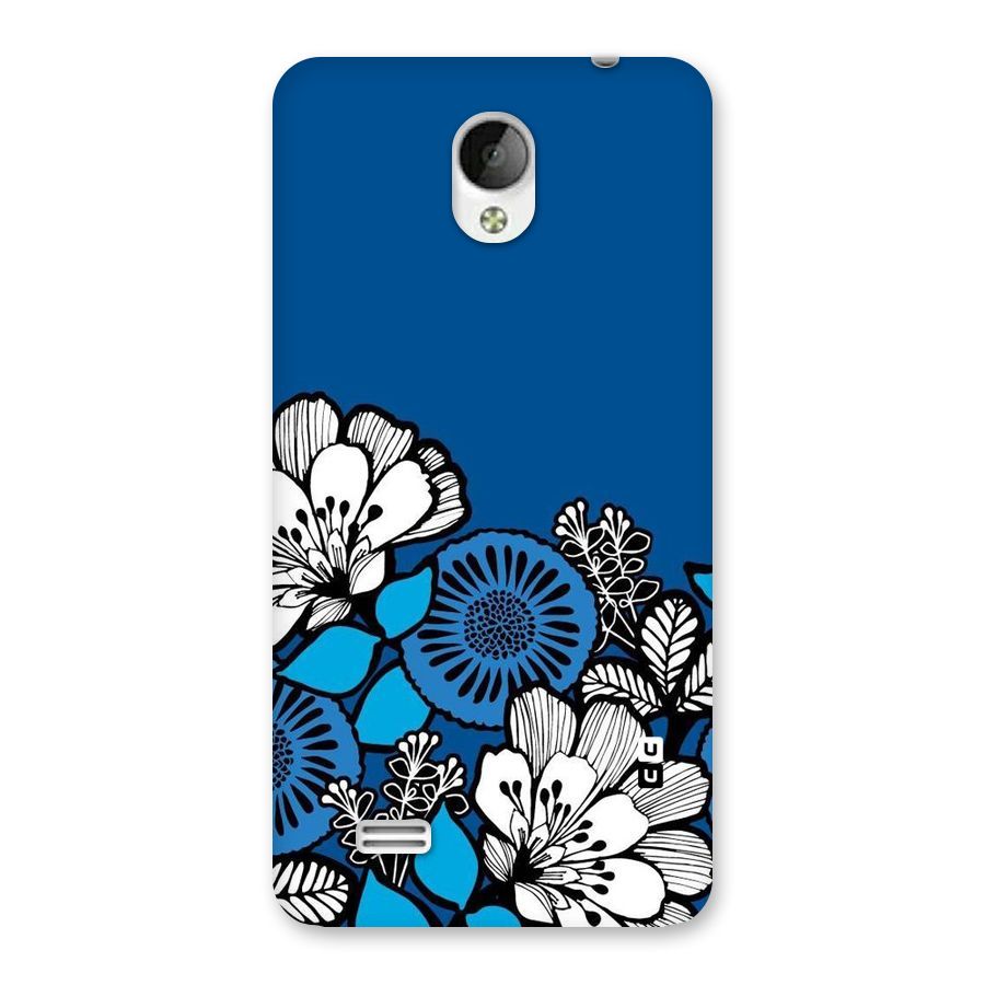Blue White Flowers Back Case for Vivo Y21