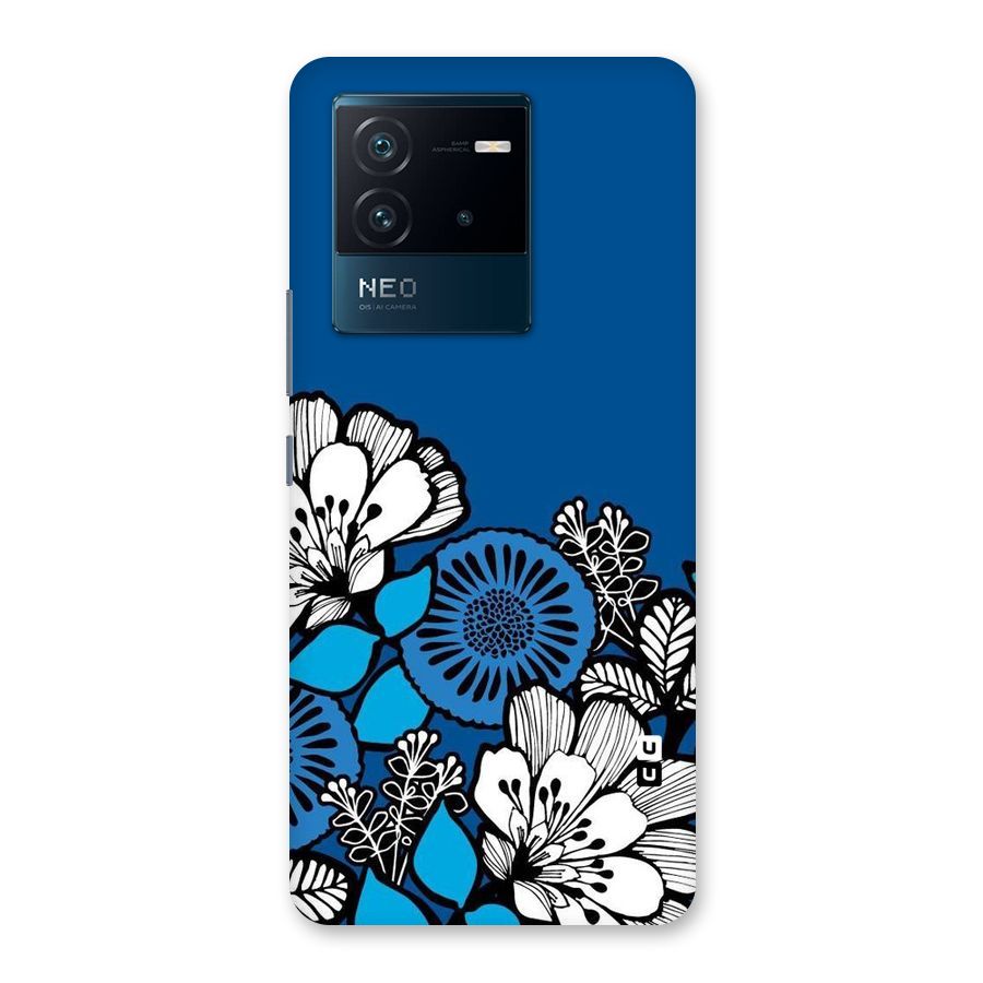Blue White Flowers Back Case for Vivo iQOO Neo 6 5G