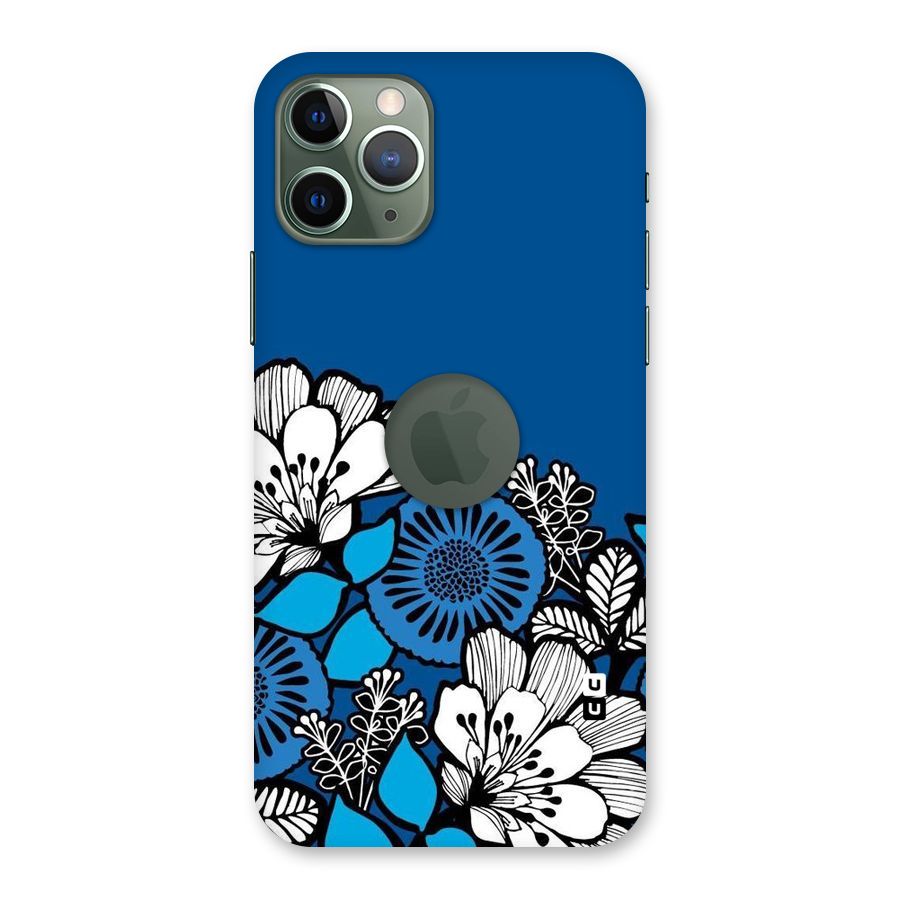 Blue White Flowers Back Case for iPhone 11 Pro Logo  Cut