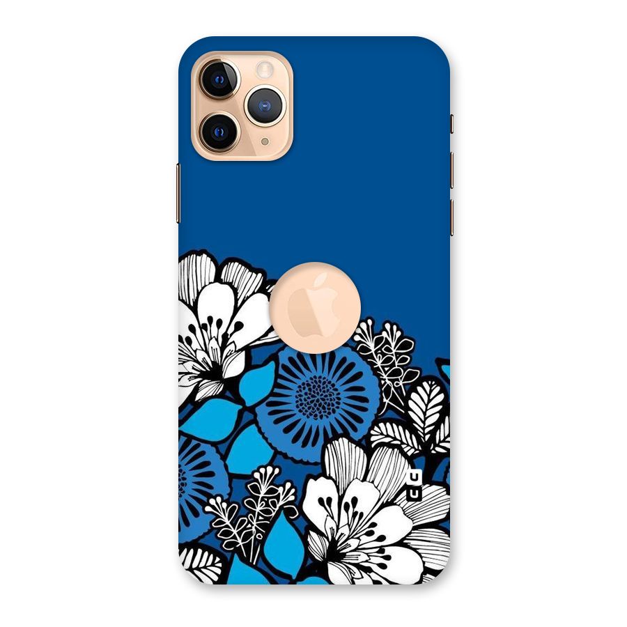 Blue White Flowers Back Case for iPhone 11 Pro Max Logo Cut