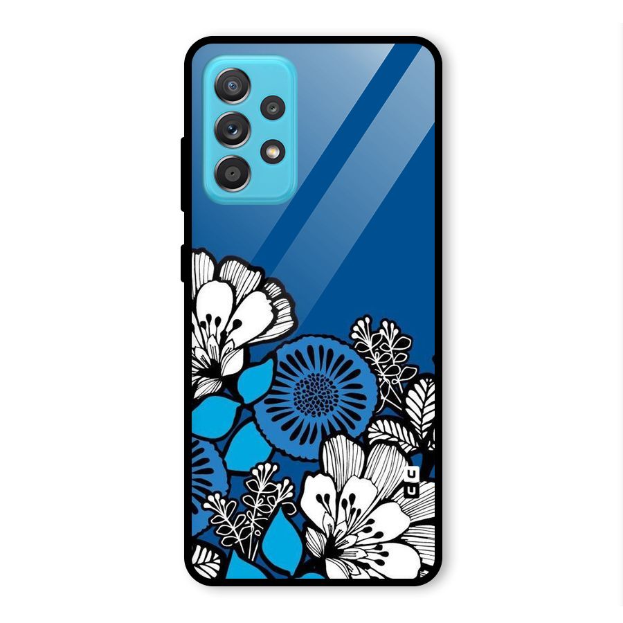 Blue White Flowers Glass Back Case for Galaxy A52