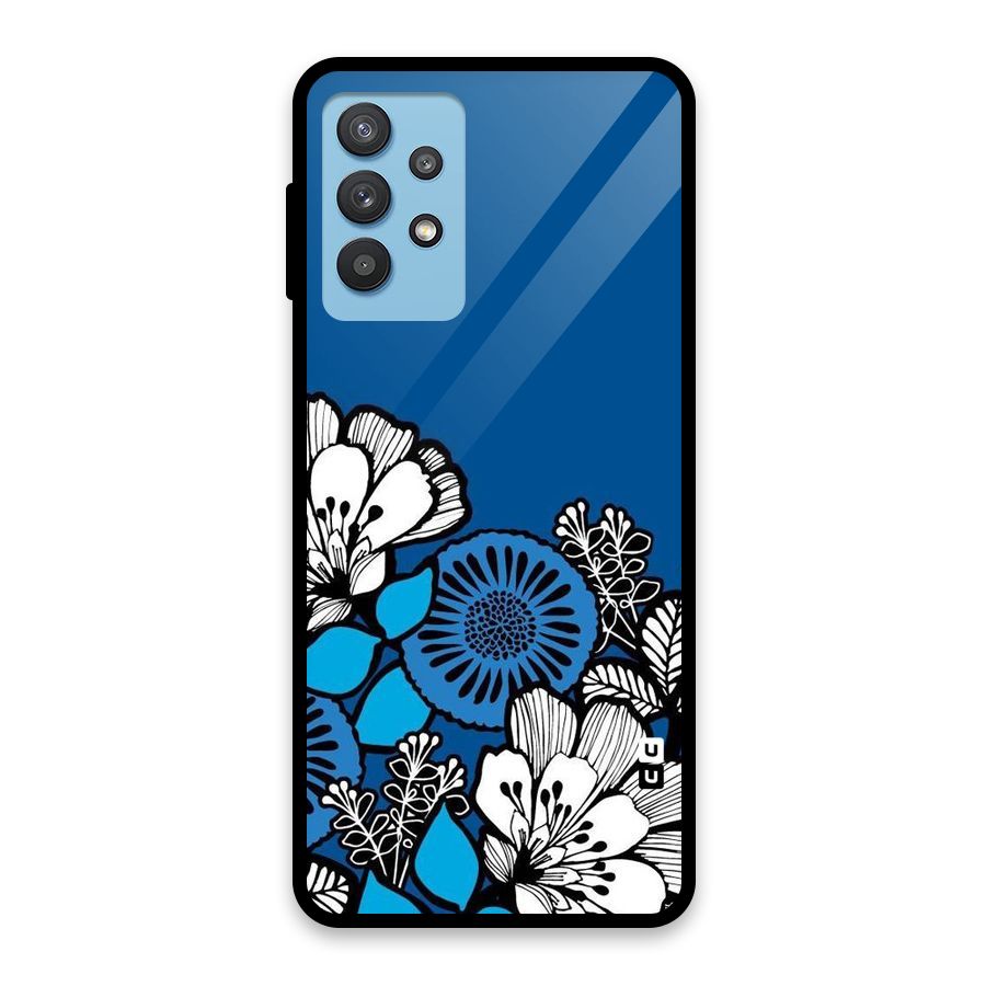 Blue White Flowers Glass Back Case for Galaxy M32 5G
