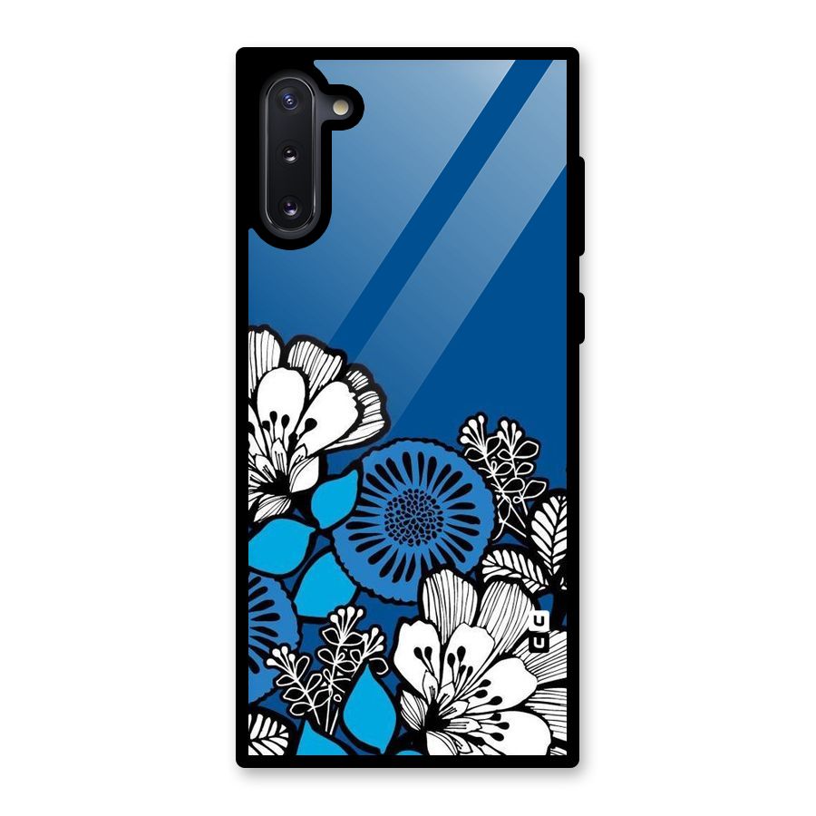 Blue White Flowers Glass Back Case for Galaxy Note 10