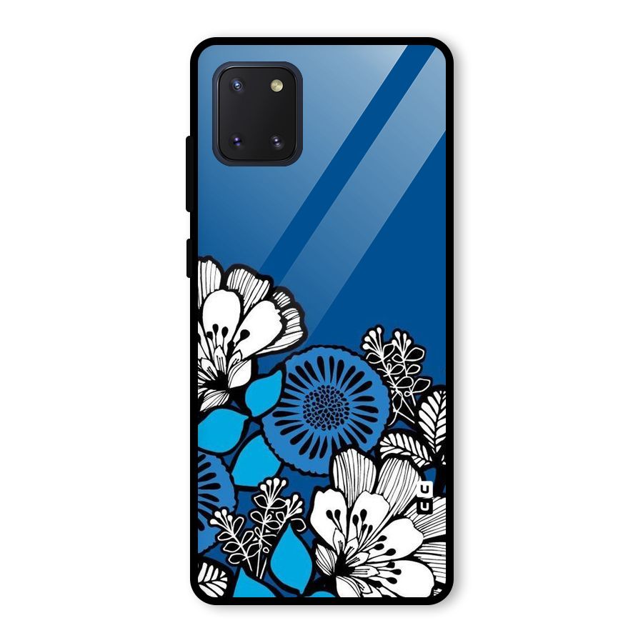 Blue White Flowers Glass Back Case for Galaxy Note 10 Lite