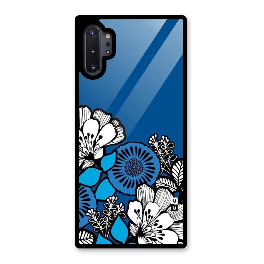Blue White Flowers Glass Back Case for Galaxy Note 10 Plus