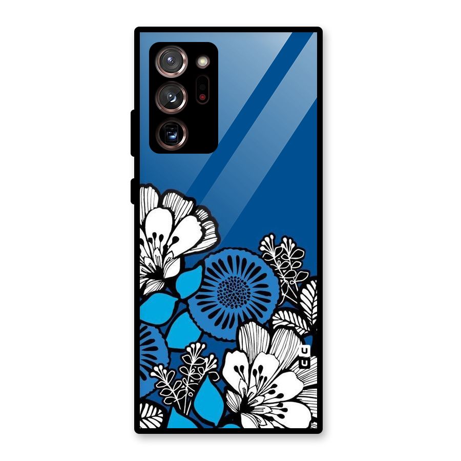 Blue White Flowers Glass Back Case for Galaxy Note 20 Ultra