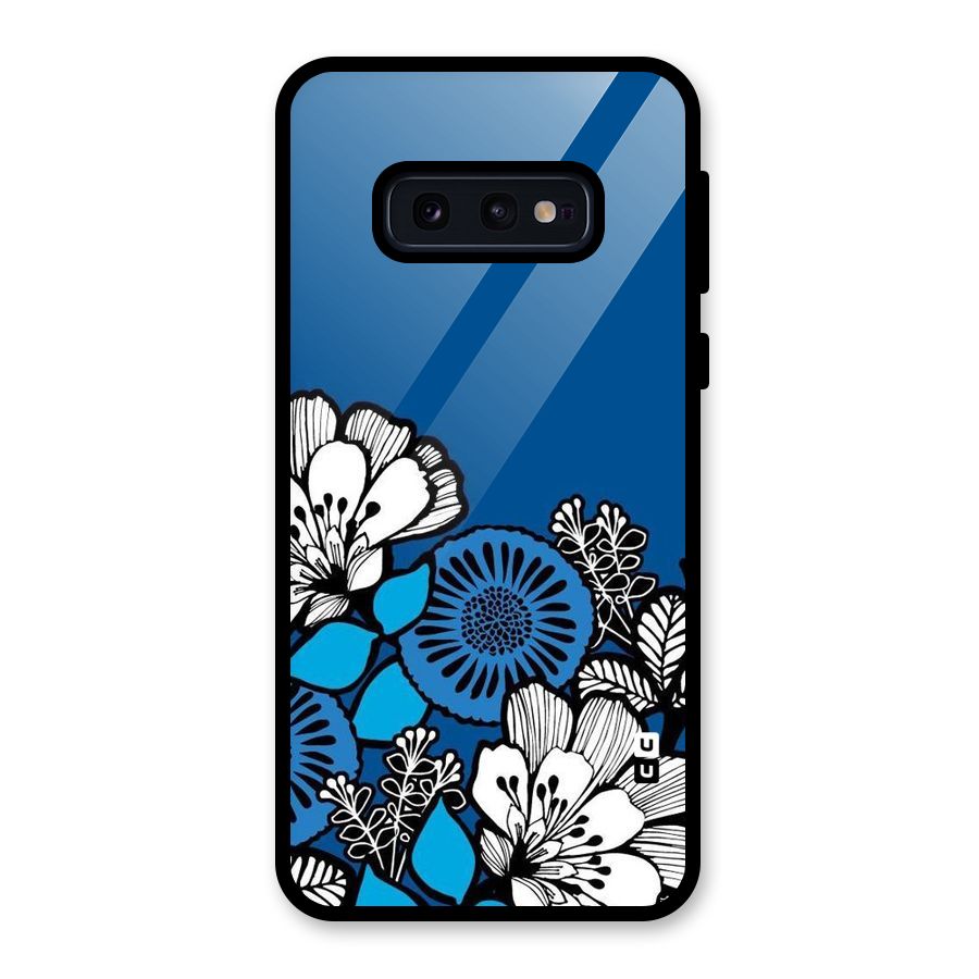 Blue White Flowers Glass Back Case for Galaxy S10e