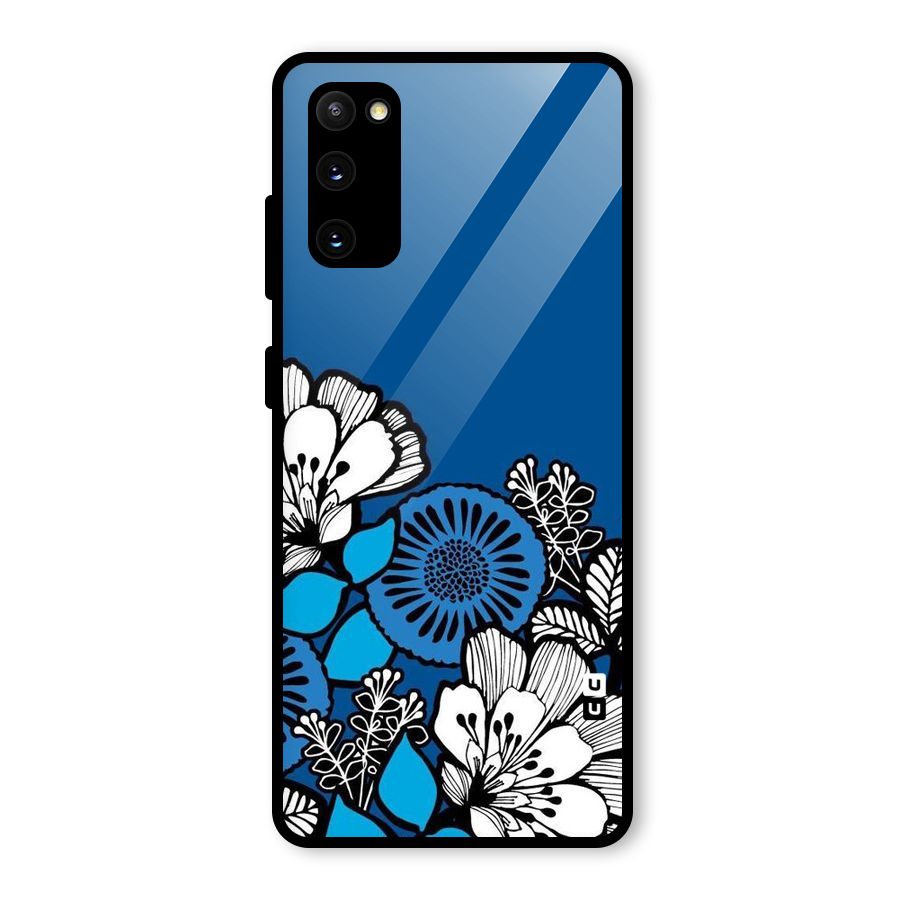 Blue White Flowers Glass Back Case for Galaxy S20 FE 5G