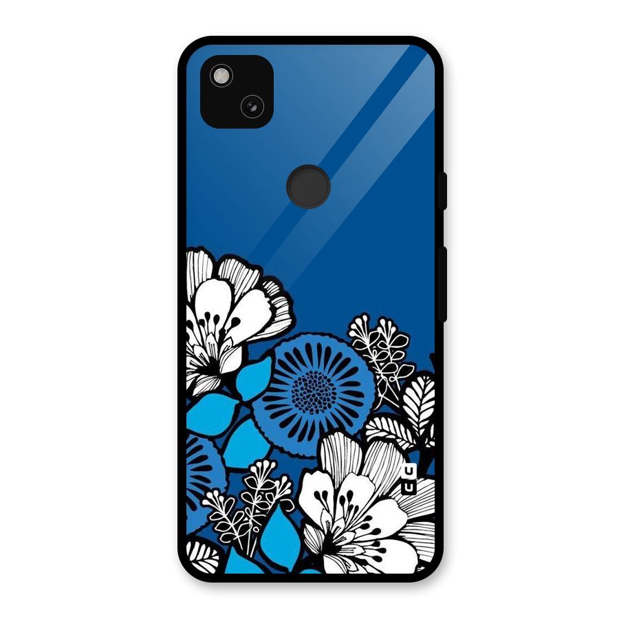 Blue White Flowers Glass Back Case for Google Pixel 4a