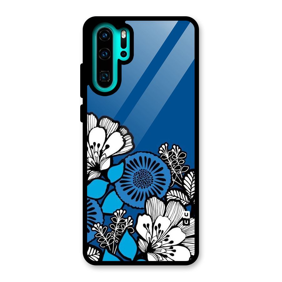 Blue White Flowers Glass Back Case for Huawei P30 Pro