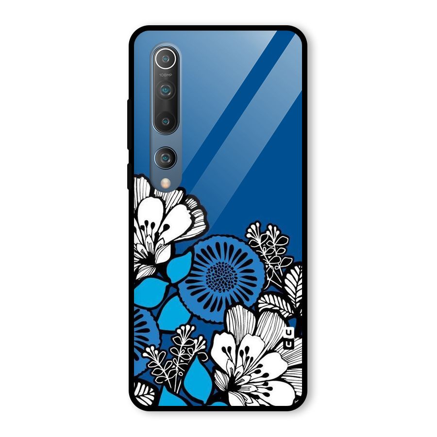 Blue White Flowers Glass Back Case for Mi 10