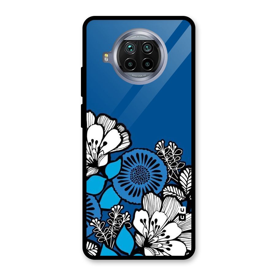 Blue White Flowers Glass Back Case for Mi 10i