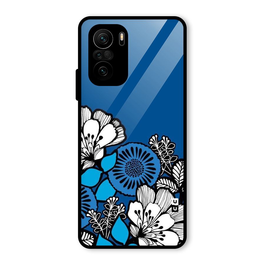 Blue White Flowers Glass Back Case for Mi 11x
