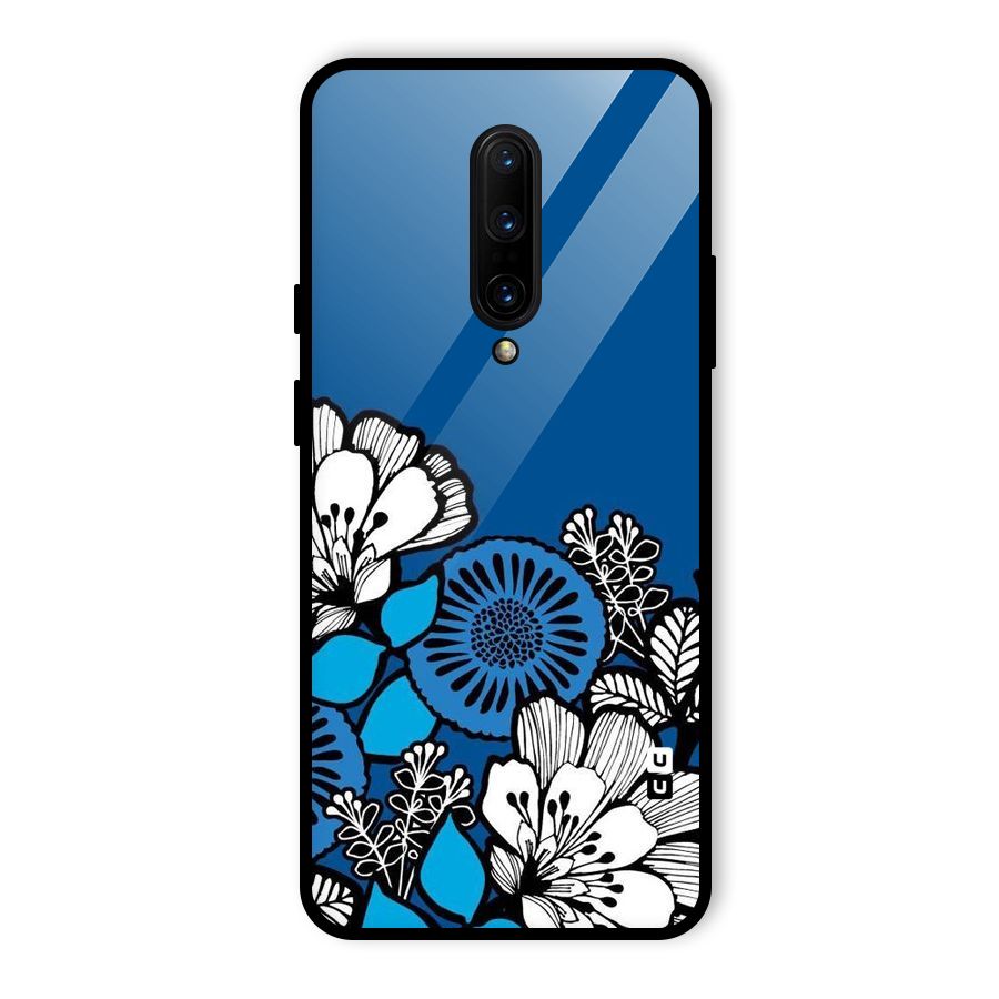 Blue White Flowers Glass Back Case for OnePlus 7 Pro
