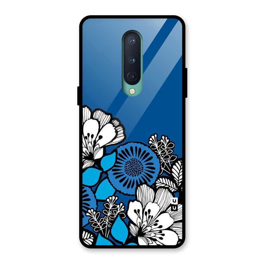 Blue White Flowers Glass Back Case for OnePlus 8