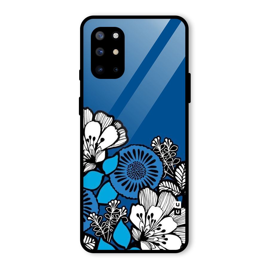 Blue White Flowers Glass Back Case for OnePlus 8T