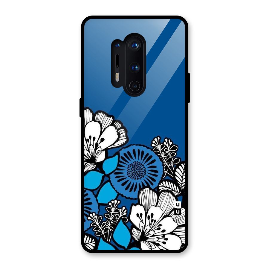 Blue White Flowers Glass Back Case for OnePlus 8 Pro
