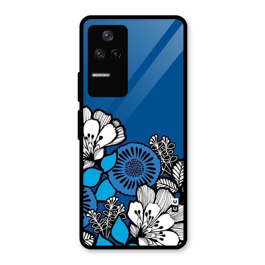 Blue White Flowers Glass Back Case for Poco F4 5G