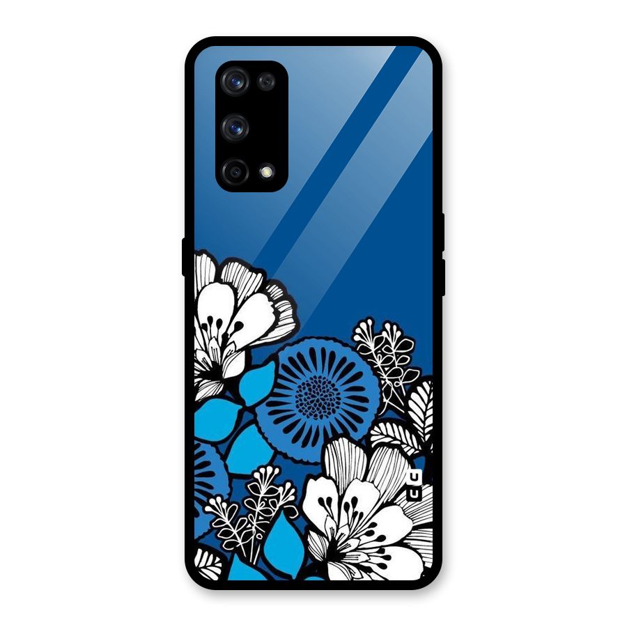 Blue White Flowers Glass Back Case for Realme X7 Pro