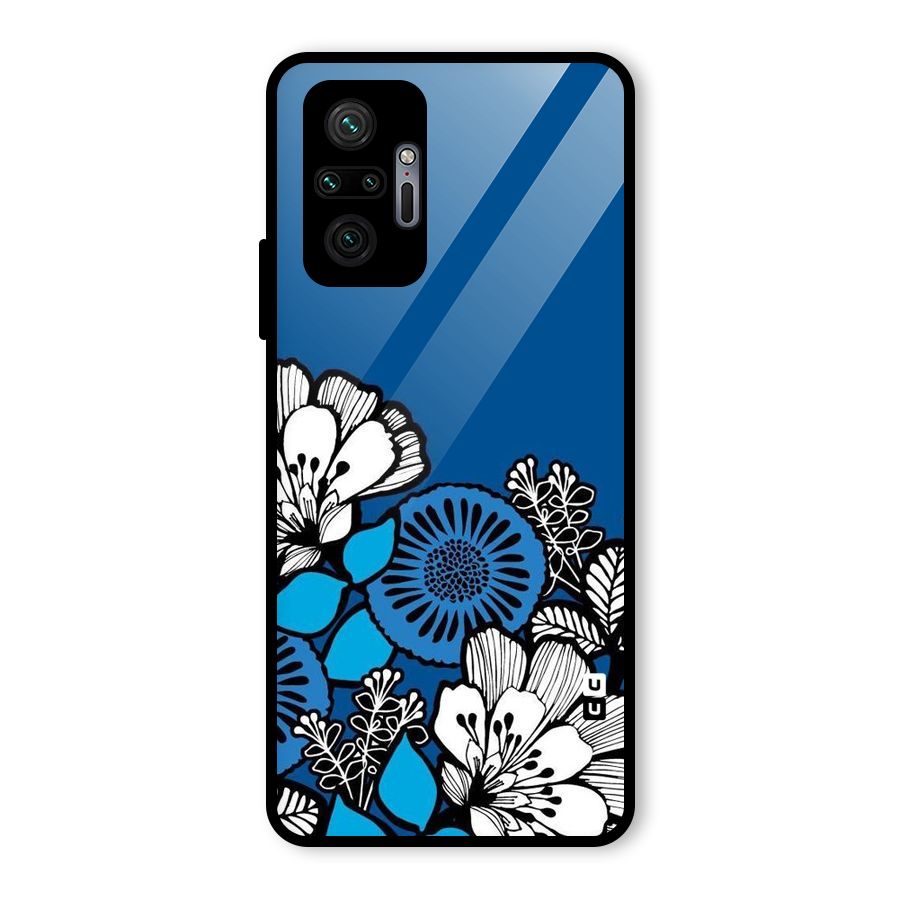 Blue White Flowers Glass Back Case for Redmi Note 10 Pro
