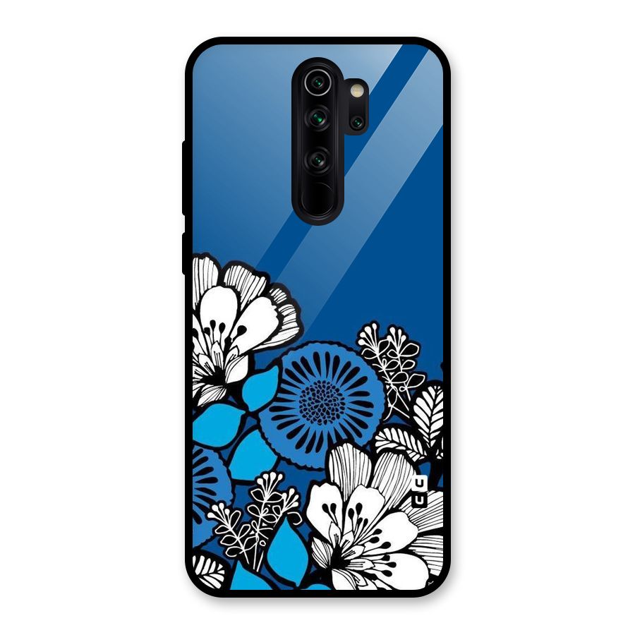 Blue White Flowers Glass Back Case for Redmi Note 8 Pro