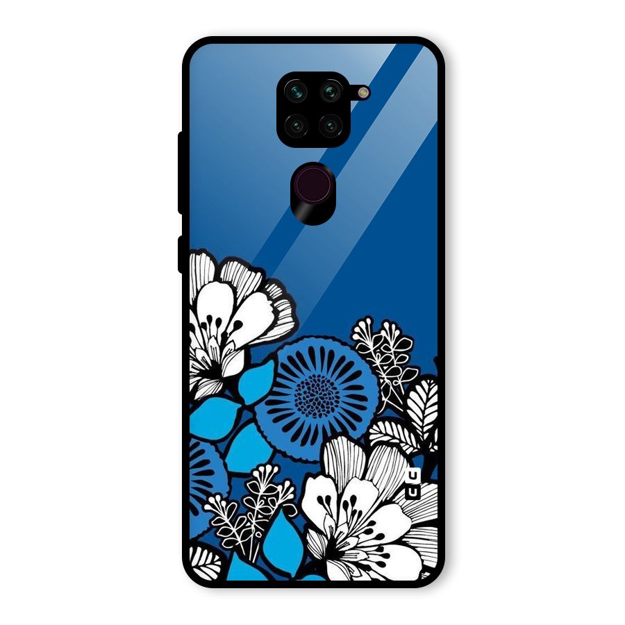 Blue White Flowers Glass Back Case for Redmi Note 9