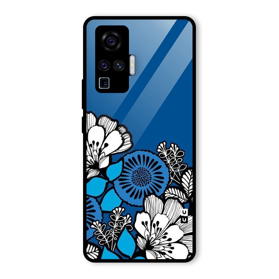 Blue White Flowers Glass Back Case for Vivo X50 Pro