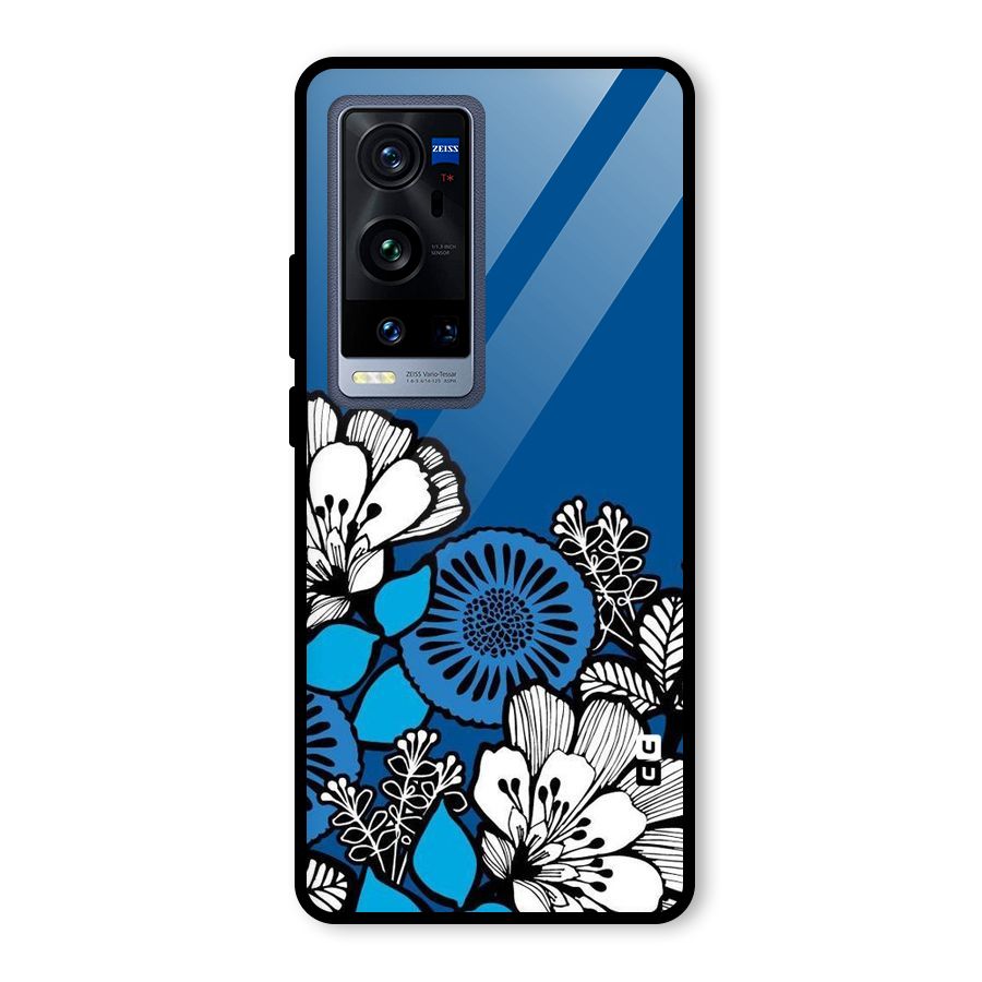 Blue White Flowers Glass Back Case for Vivo X60 Pro Plus