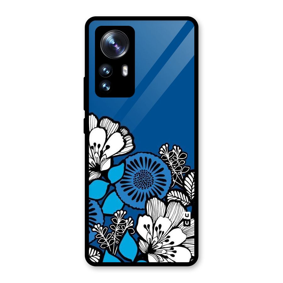Blue White Flowers Glass Back Case for Xiaomi 12 Pro