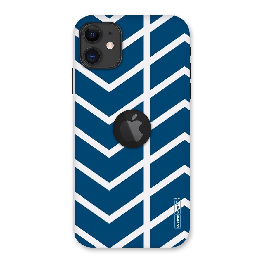 Blue White Pattern Back Case for iPhone 11 Logo Cut