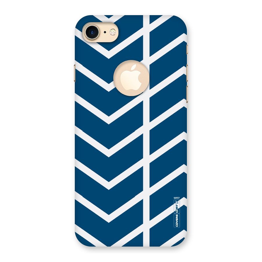 Blue White Pattern Back Case for iPhone 7 Logo Cut