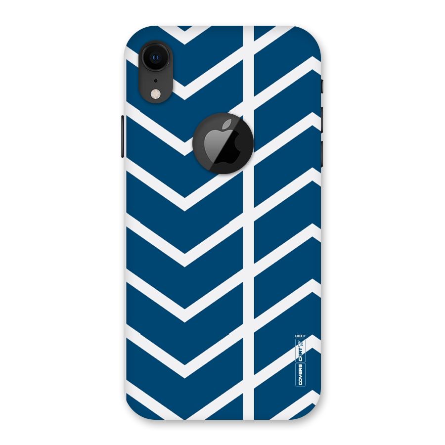Blue White Pattern Back Case for iPhone XR Logo Cut