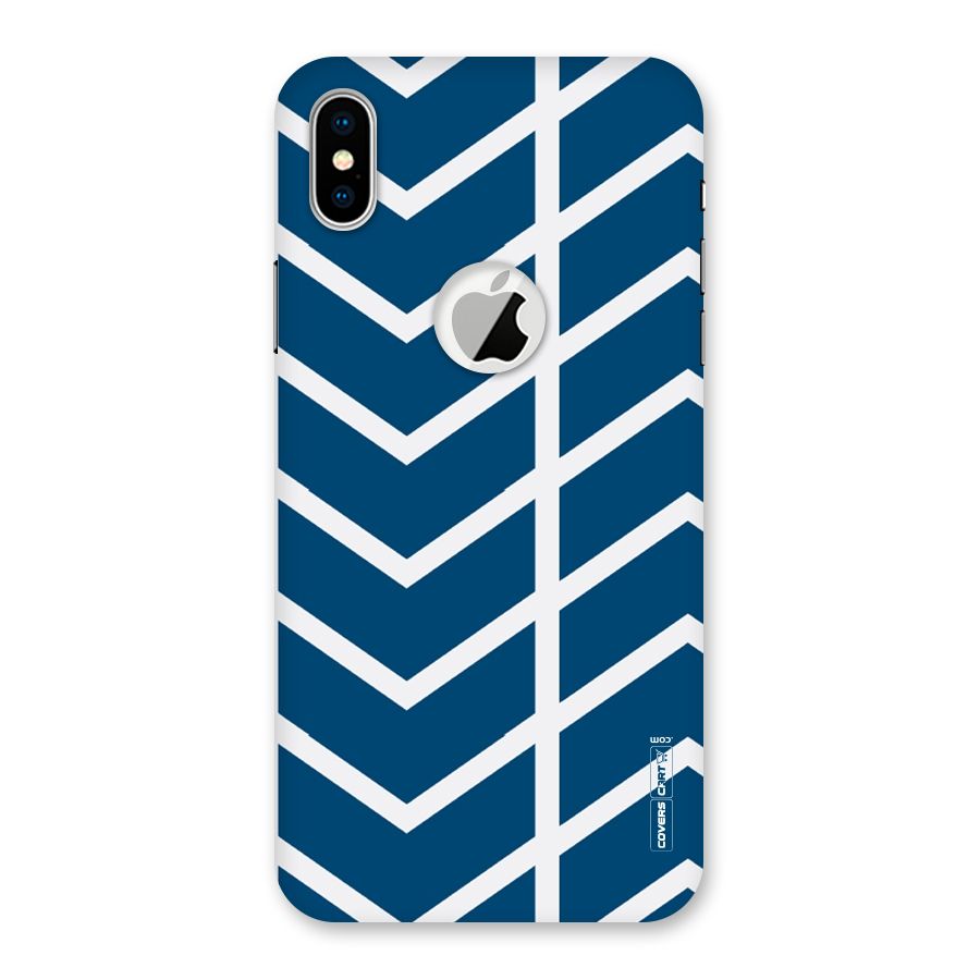 Blue White Pattern Back Case for iPhone XS Logo Cut