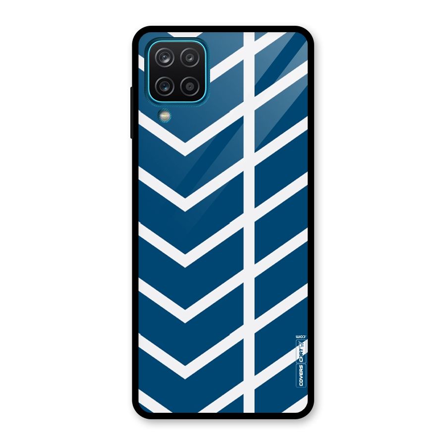 Blue White Pattern Glass Back Case for Galaxy A12