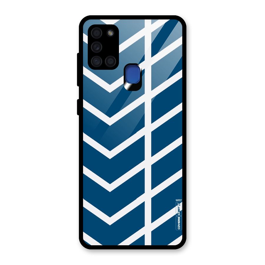 Blue White Pattern Glass Back Case for Galaxy A21s