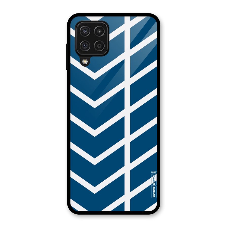 Blue White Pattern Glass Back Case for Galaxy A22 4G