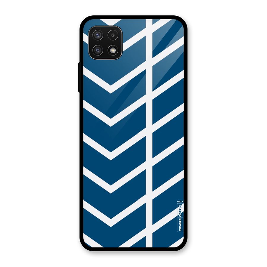 Blue White Pattern Glass Back Case for Galaxy A22 5G