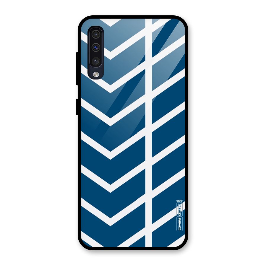 Blue White Pattern Glass Back Case for Galaxy A50