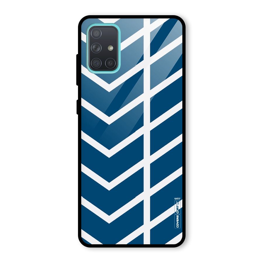 Blue White Pattern Glass Back Case for Galaxy A71